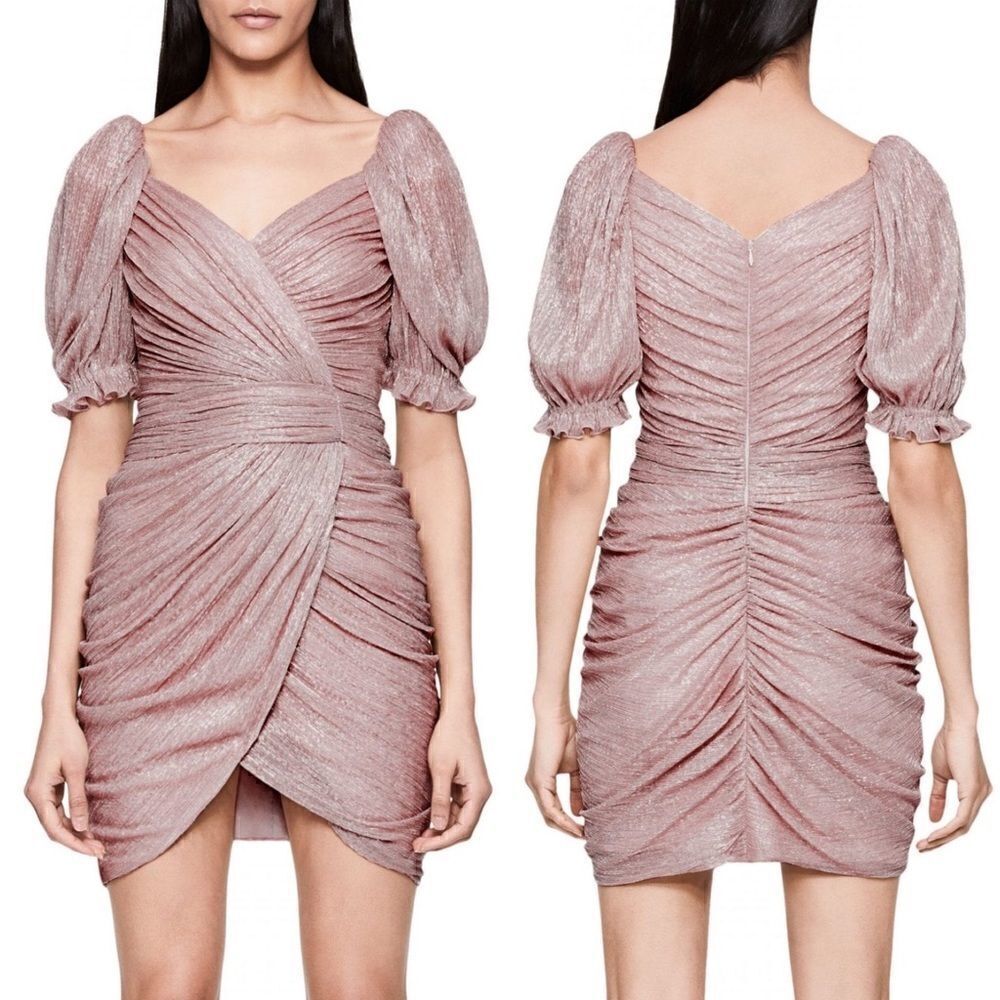 Jonathan Simkhai Shimmer Nina Plisse Mini Dress Sz 6 Fairy Coquette Ballet Party